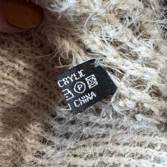 Women’s Knit Vest Open Front Cardigan 100% arcylic fuzzy tan and brown one size - Picture 10 of 11